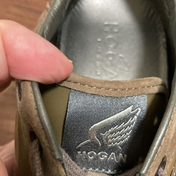Hogan Womens’ Brown Suede & Olive Green Leather Low Top Sneaker. Size EU 36.5. - Picture 5 of 9